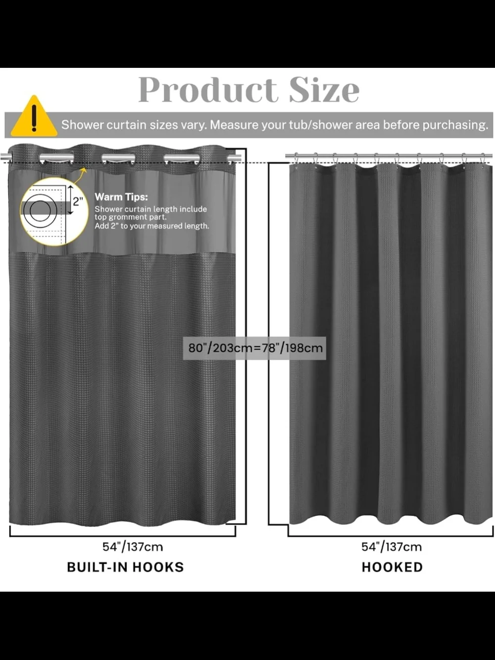 Gray Waffle Shower Curtain for Bathroom Hotel Style